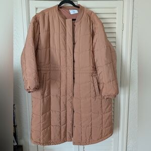 Amazon Essentials Tan Quilted Long Puffer Coat